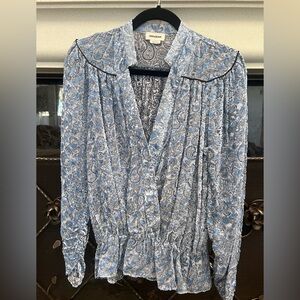 Zadig & Voltaire Blue Paisley Wrap-Style Blouse